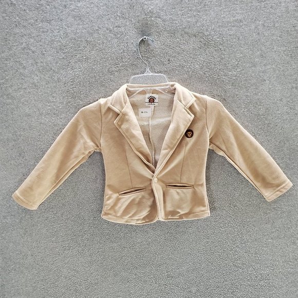 Bape Kids Boys Jacket 110 Beige Blazer Bathing Ape Logo Ape Embroidered‎ Collar - Picture 1 of 6